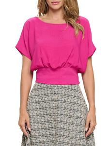 Укороченный топ с цветочным принтом и сборками Renee C., фуксия