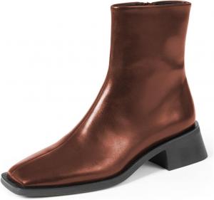 Женские стильные квадратные ботильоны Zszszsu на низкой платформе с высокими каблуками-блоками, боковой молнией, удобные повседневные зимние ботинки, размеры 4-16 US, Brown