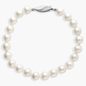 Классический браслет из искусственного жемчуга Акойя длиной 7 дюймов из 18-каратного белого золота (6,5-7,0 мм) Blue Nile