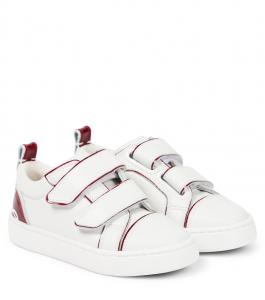 Funnyto Кроссовки из поцарапанной кожи Christian Louboutin Kids, Bianco/Loubi