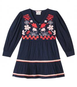 Вышитое хлопковое платье Clip Scotch & Soda Kids, Sky Captain