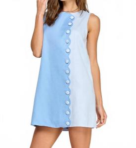 Льняное платье с воланом в цвете шамбрей Strut & Bolt, синий