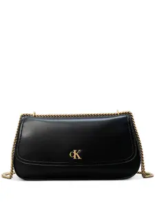 Сумка на плечо с логотипом и ремнем-цепочкой Calvin Klein, черный