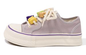 Женские противоскользящие износостойкие низкие платформенные кеды Feiyue светло-фиолетовые