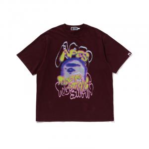 Футболка Bape Heavy Washed Logo Relaxed Fit A BATHING APE, коричневый