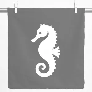 Декоративная наволочка Huuraa с силуэтом морского конька, подарочная, 40x40 см, серо-стальной хлопок, украшение в виде морского конька Hellweg Druckerei