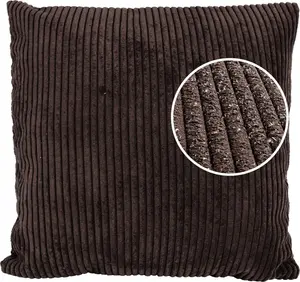 Декоративная подушка 50х50 см, чехол на молнии, диванная подушка без наполнителя, однотонный вельветовый бархат, темно-коричневый цвет