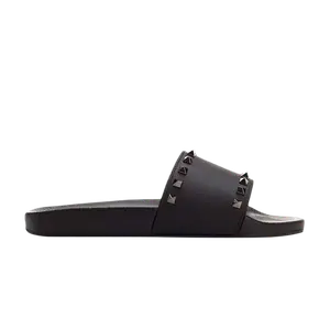 Шлепанцы Valentino Rockstud Rubber Slider Sandal, черный