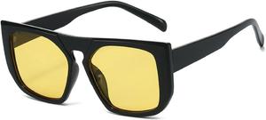 Модные квадратные солнцезащитные очки для женщин в стиле ретро, ​​желто-синие, с защитой от УФ-излучения UV400, для мужчин, трендовые солнцезащитные очки с леопардовым принтом 13179 Melrose, Black Yellow