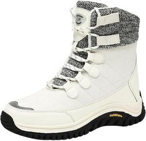 Женские зимние ботинки с утепленной подкладкой, платформа, противоскользящая подошва, для холодной погоды, теплые, толстые, удобные, повседневные Generic, Beige