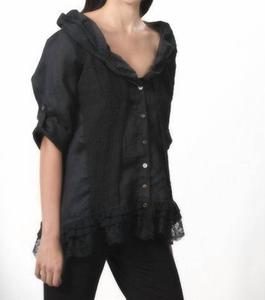 Искусственный многослойный кардиган с кружевной отделкой черного цвета ANGEL