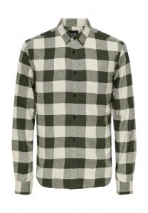 Фланелевая рубашка, приталенный крой, длинный рукав, воротник Кент, мужская ONLY & SONS, цвет 192820001 Forest