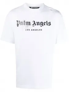Футболка с логотипом и стразами Palm Angels, белый