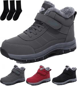 Теплые зимние ботинки с меховой подкладкой для мужчин и женщин, теплые и водонепроницаемые зимние ботильоны, прочные, удобные и нескользящие Generic, серый
