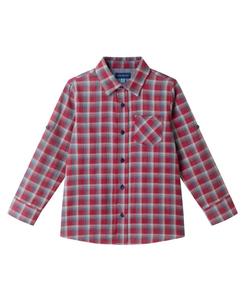 Детская рубашка для мальчиков в красную клетку, двусторонняя, на пуговицах Andy & Evan, Red plaid