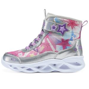 Skechers Kids Высокие термоусадочные устойчивые к истиранию нескользящие детские хлопковые ботинки silver