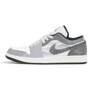 Air 1 устойчивые к истиранию низкие винтажные баскетбольные кроссовки для мужчин Gray Jordan, серый