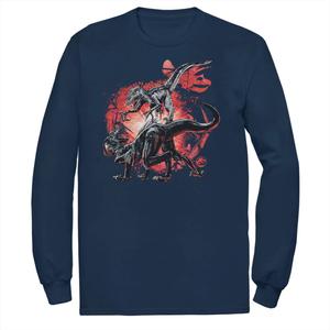 Мужская футболка Raptor Fight с портретом Jurassic World, синий