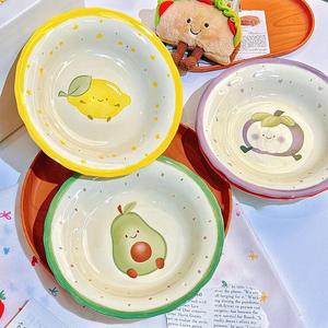 Ceramics Фруктовые тарелки Mangostee для дома, набор из 2 предметов, 2025 новая высококачественная подглазурная цветная креативная милая керамическая посуда для десерта, 8,2 дюйма