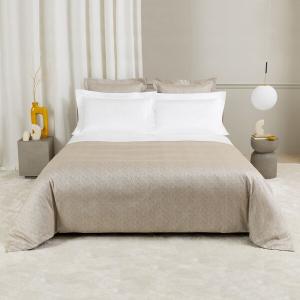 Пододеяльник Frette Luxury Reed с узором 265x230, бежевый/молочный