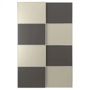 Пара раздвижных дверей, темно-серый/бежевый, 150x236 см, MEHAMN IKEA