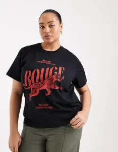 Черная футболка с леопардовым принтом ASOS DESIGN Curve