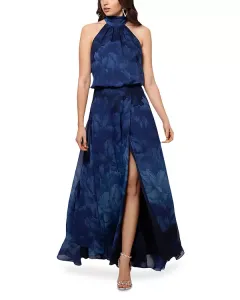 Длинное шифоновое платье - эксклюзив Aqua, синий