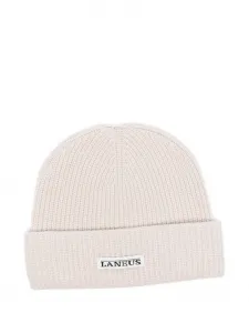 Шапка бини из шерстяной смеси в рубчик Laneus, нейтральный