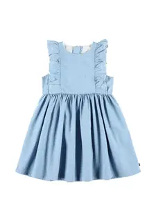 Джинсовое платье с вышивкой в виде сердца Petit Bateau, синий