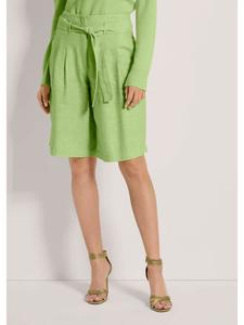 MADELEINE Льняные шорты-бермуды с высокой талией цвета киви