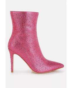 Высокие ботильоны Anun, украшенные стразами London Rag, розовый