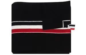 Шарф вязаный с триколор деталями THOM BROWNE, черный