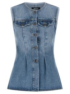 Джинсовый топ с расклешенным кроем ROTATE BIRGER CHRISTENSEN, голубой