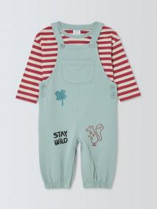 Детский комплект Stay Wild: топ с длинными рукавами и комбинезон John Lewis, Light Blue