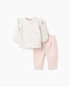 Детский спортивный костюм на вешалке с рюшами и узором Zippy, белый/розовый