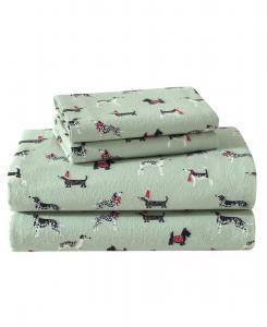 Комплект постельного белья из хлопковой фланели, 4 предмета, размер King Laura Ashley, цвет holiday pups