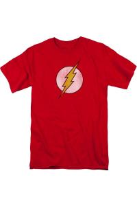 Футболка с коротким рукавом и логотипом DC Comics Flash Flash, состаренная, для взрослых Gildan, красный
