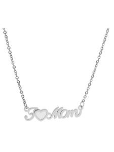 Adeliás Женское колье из нержавеющей стали с перламутровой вставкой, 43 см, серебро