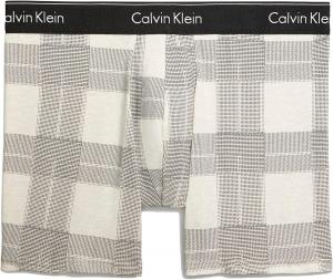 Мужские трусы-боксеры Calvin Klein Modern Cotton Stretch Holiday, Textured Plaid Oatmeal Heather