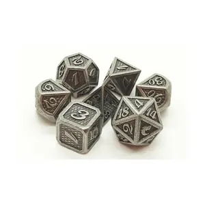 Полимерный набор из чешуи дракона — древнее серебро (7), Metal Dice - Dragon Scale