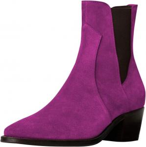 Женские стильные челси XYD с заостренным носком, из искусственной замши, на невысоком квадратном каблуке, с эластичной вставкой, западного стиля, ботильоны, Purple