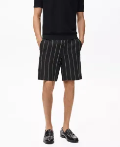 Мужские полосатые бермуды из льняной смеси 8.5" Mango, серый