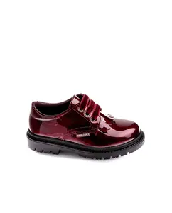 Детские кожаные туфли со шнурками Pablosky, бордовый