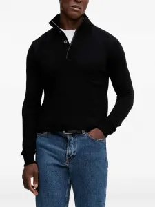 Вязаный свитер с высоким воротником на пуговицах Karl Lagerfeld, черный