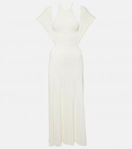Длинное шерстяное платье с вырезом Chloé, Iconic Milk