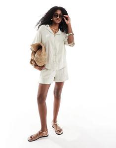 Текстурированные шорты Brave Soul Co-ord цвета экрю