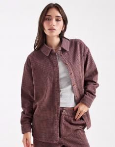 Свободная рубашка из пузырчатого вельвета лилового цвета Asos Design