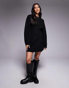 Супермягкое мини-платье с завышенной талией ASOS DESIGN черного цвета