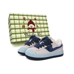 Модные нишевые универсальные низкие кроссовки для скейтбординга для женщин. Коробка в комплекте Nicolas.Li ., Blue Gray