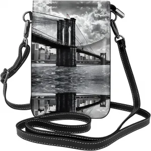 Маленькая сумочка для телефона с принтом «Бруклинский мост», сумка через плечо с магнитной застежкой и отделениями для карт, из искусственной кожи Ultra Fiber.